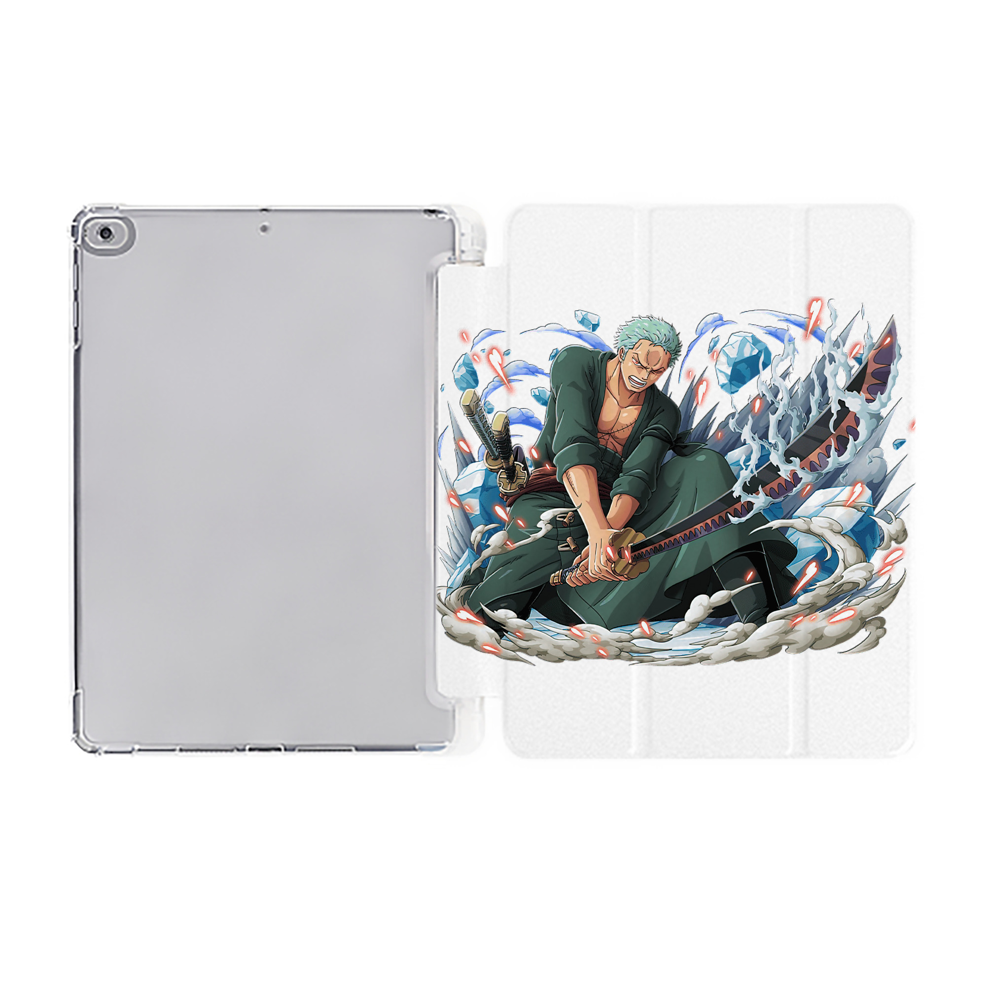 （画像用） ワンピース ロロノア・ゾロ ONE PIECE Roronoa Zoro IPad ケース ペン収納付き 三つ折りスタンド PUレザー×シリコン 対応機種9.5/10.5/10.9インチ